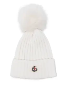 Moncler: Белая шапка 