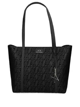 Armani Exchange: Чёрная сумка-шоппер 