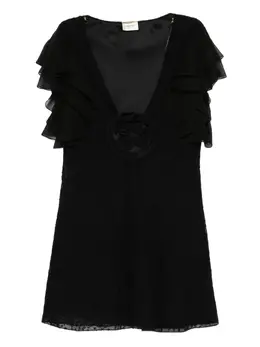 Saint Laurent: Платье с цветочным принтом 