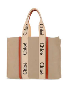 Chloé: Бежевая сумка-шоппер  Woody