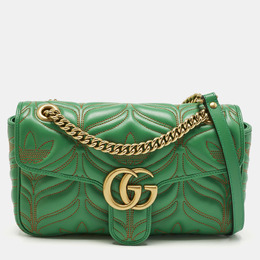 Gucci: Зелёная сумка  GG Marmont