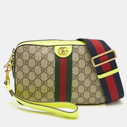 Gucci: Зелёная сумка через плечо  GG Supreme