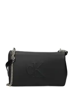 Calvin Klein: Чёрная сумка через плечо 