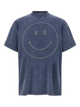 Moschino: Голубая футболка  Smiley