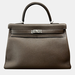 Hermes: Коричневая сумка-шоппер  Kelly 35