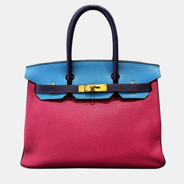 Hermes: Голубая сумка-шоппер  Birkin 30