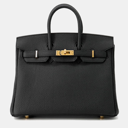 Hermes: Чёрная сумка-шоппер  Birkin 25