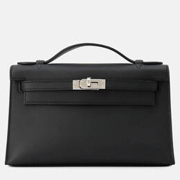 Hermes: Чёрный клатч  Kelly