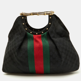 Gucci: Чёрная сумка  Bamboo