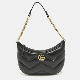 Gucci: Чёрная сумка  GG Marmont
