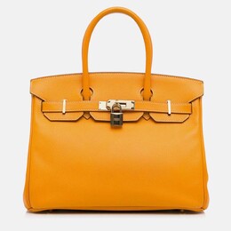 Hermes: Оранжевая сумка-шоппер  Birkin