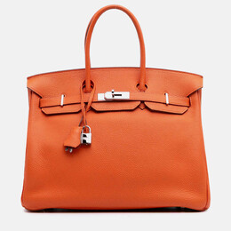 Hermes: Оранжевая сумка-шоппер  Birkin