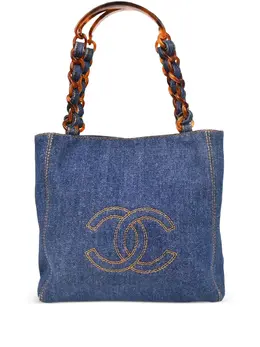 CHANEL Pre-Owned: Голубая сумка-шоппер 