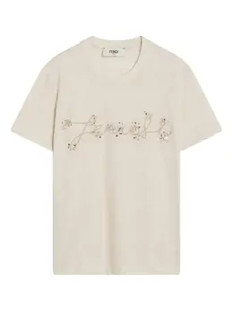 FENDI: Бежевая футболка 