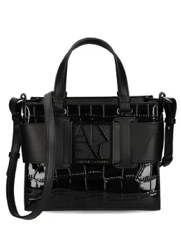 Armani Exchange: Чёрная сумка-шоппер 
