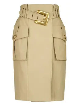 Balmain: Бежевая юбка 