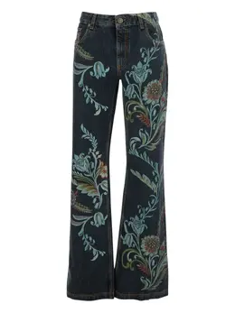 ETRO: Джинсы с растительным принтом 