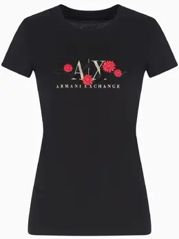 Armani Exchange: Чёрная футболка 