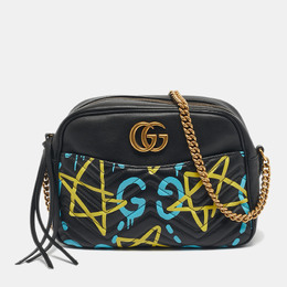 Gucci: Чёрная сумка  GG Marmont