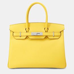 Hermes: Жёлтая сумка-шоппер  Birkin 30