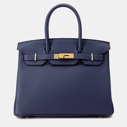 Hermes: Голубая сумка-шоппер  Birkin 30