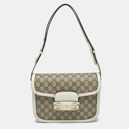 Gucci: Бежевая сумка  Horsebit 1955