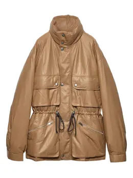 Prada: Кожаное пальто 