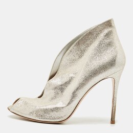 Gianvito Rossi: Серебристые ботинки 