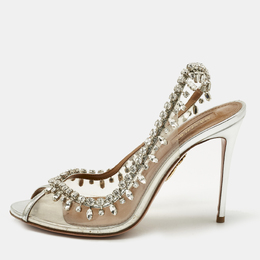 Aquazzura: Серебристые сандалии  Temptation