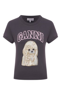 Ganni: Хлопковая футболка 