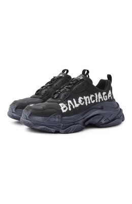 Balenciaga: Чёрные кроссовки  Triple S