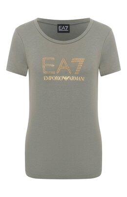 EA7: Футболка цвета хаки 