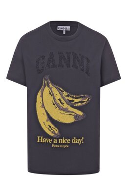 Ganni: Хлопковая футболка 