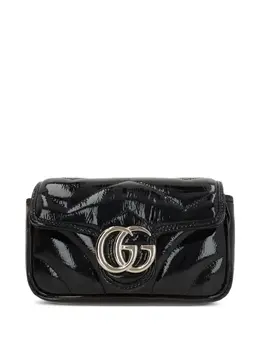 Gucci: Чёрная сумка  GG Marmont