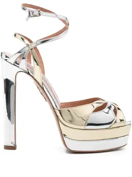 Aquazzura: Серебристые сандалии 