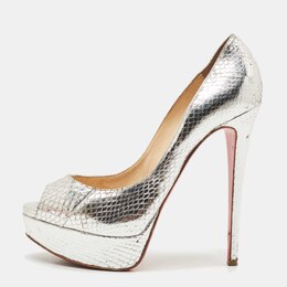 Christian Louboutin: Серебристые босоножки 