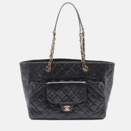 Chanel: Чёрная сумка-шоппер 