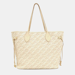 Louis Vuitton: Бежевая сумка  Neverfull MM