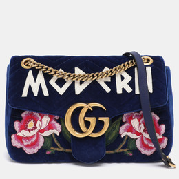Gucci: Голубая сумка  GG Marmont