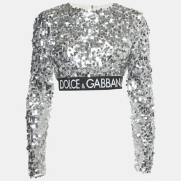 Dolce & Gabbana: Серебристый топ 
