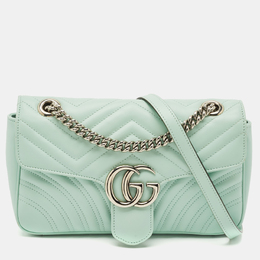 Gucci: Зелёная сумка  GG Marmont