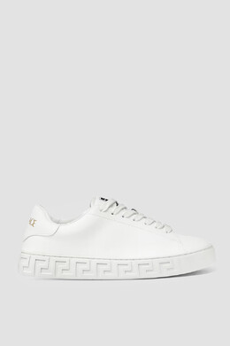 Versace: Белые кроссовки  Greca