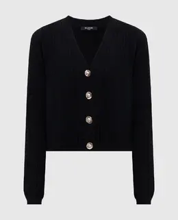 Balmain: Чёрный кардиган 