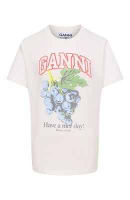 Ganni: Хлопковая футболка 