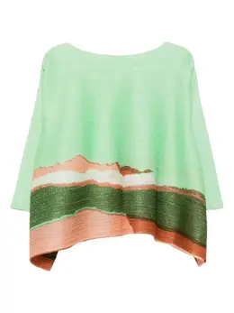 Pleats Please Issey Miyake: Зелёный топ 
