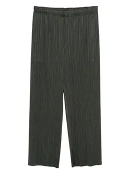 Pleats Please Issey Miyake: Зелёные брюки 