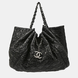 Chanel: Чёрная сумка-шоппер 