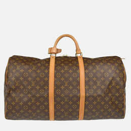 Louis Vuitton: Коричневая сумка  Keepall