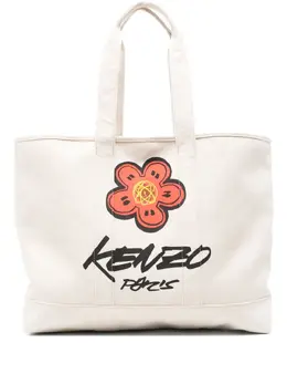 Kenzo: Сумка-шоппер с цветочным принтом 
