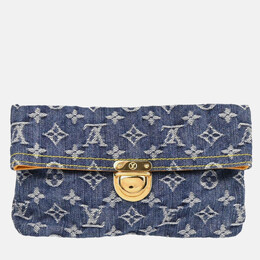Louis Vuitton: Голубой клатч  Pochette
